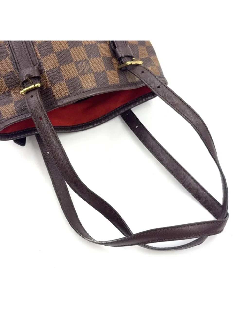 Louis Vuitton Marais Damier Ebene Leather Brown Tote Gold